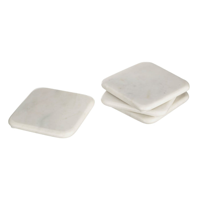 HoF Living Square White Marble Coasters
