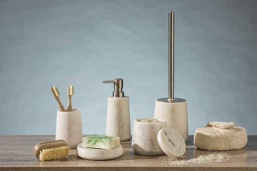 Natural marble bathroom accessory set