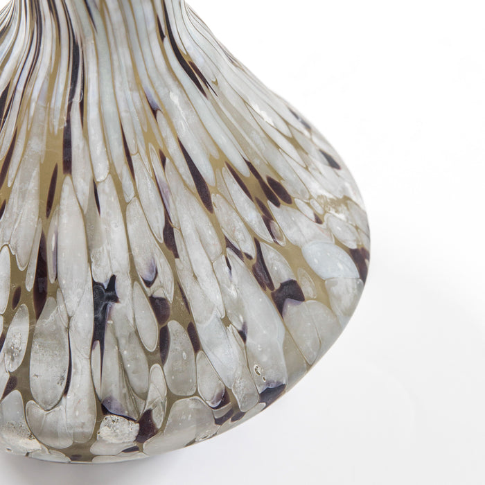 brown and white hourglass vase
