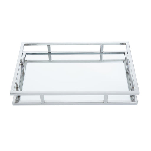 Rectangular Mirrored Silver Tray