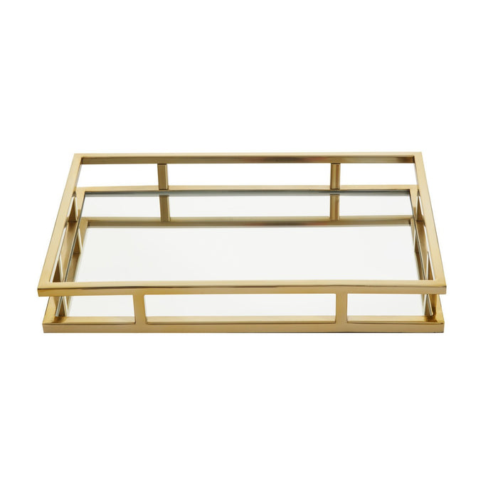 Rectangular Mirrored Gold Tray