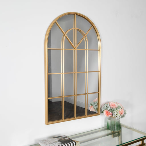 Gold Arched Roman Style Wall Mirror