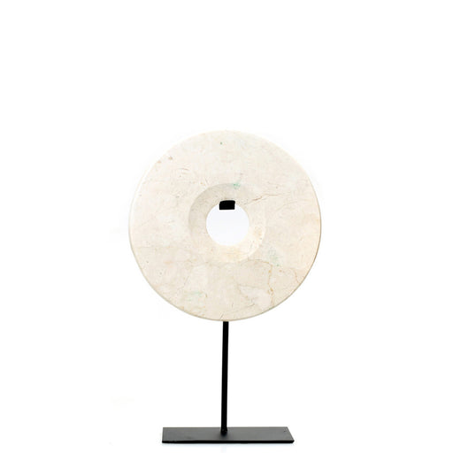 White Marble Disc on Stand - Medium
