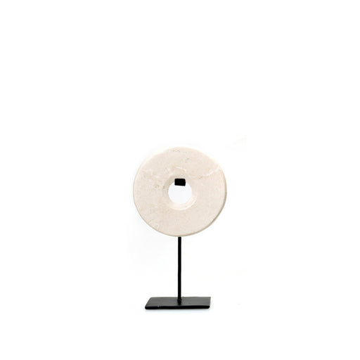 White Marble Disc on Stand - Small