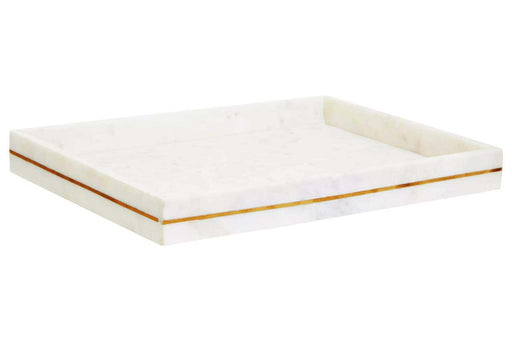 White Marble Tray with Gold Inlay