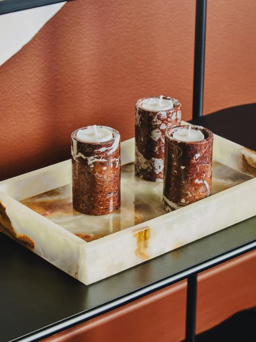 Red Marble Tea Light Holders