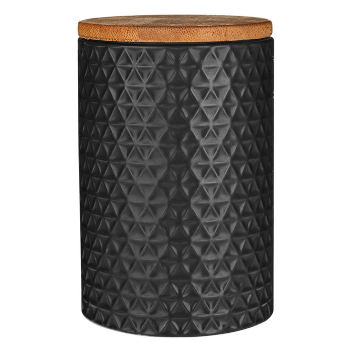 Geo Black Canister With Bamboo Lid
