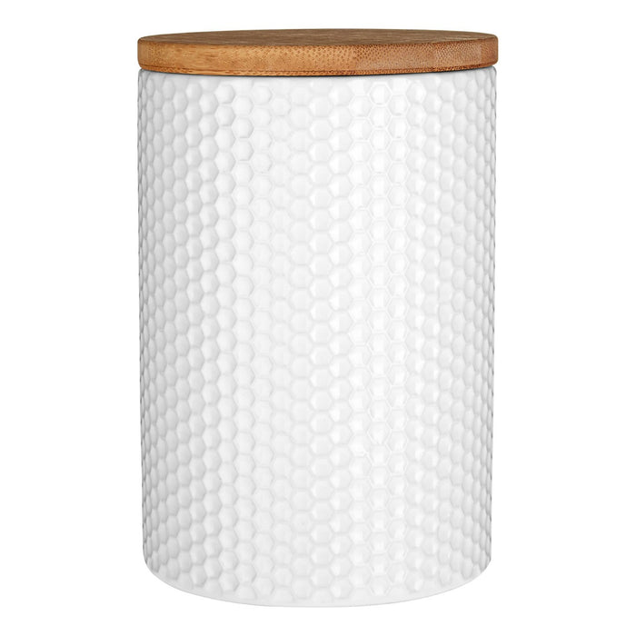 Hex Black Canister With Bamboo Lid