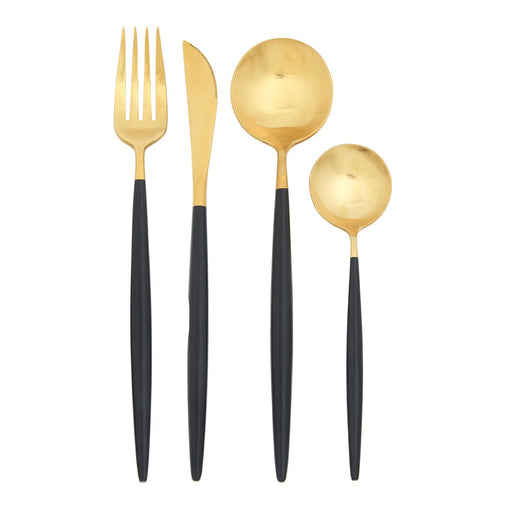 Black & Gold Cutlery Set (16 Piece)