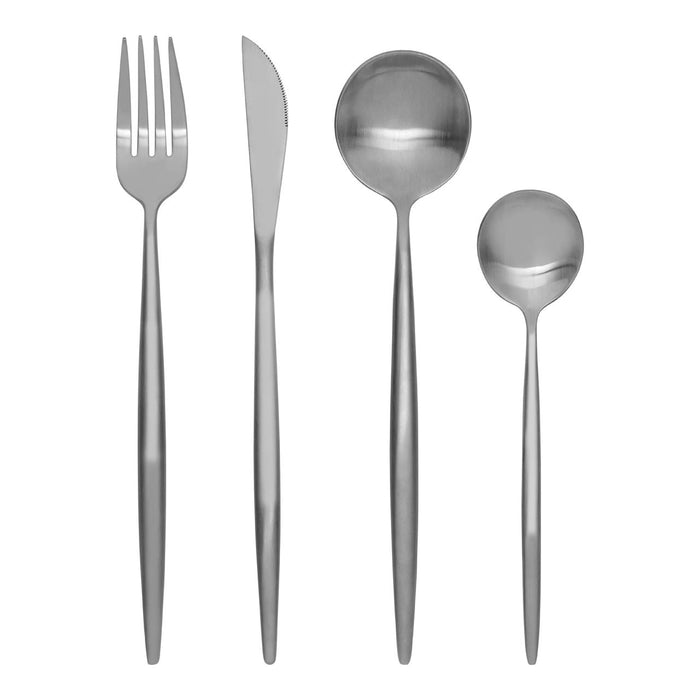 Matte Silver Cutlery Set (16 Piece)