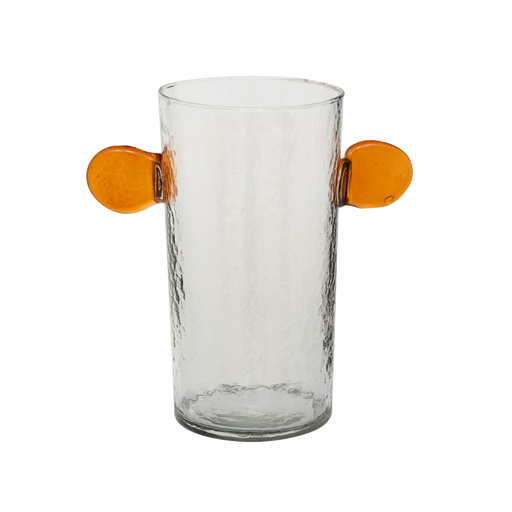 Glass Vase With Orange Ear Handles