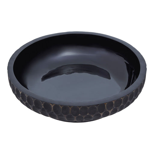Textured black wooden serving bowl