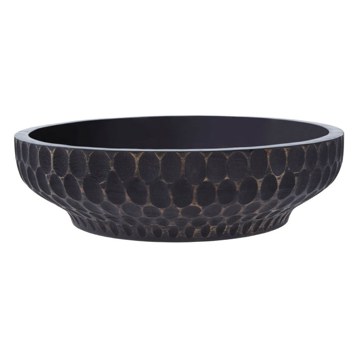 Textured black wooden serving bowl