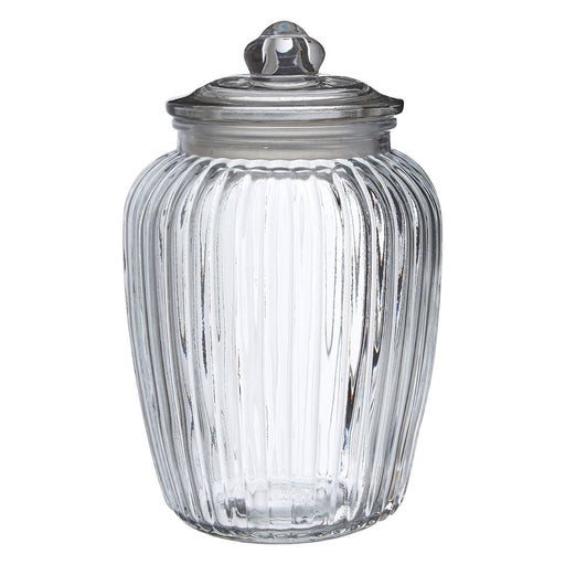 Vintage Style Glass Storage Ribbed Jar With Airtight Seal