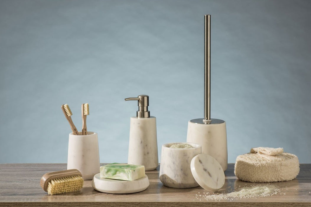 Natural marble bathroom accessory set