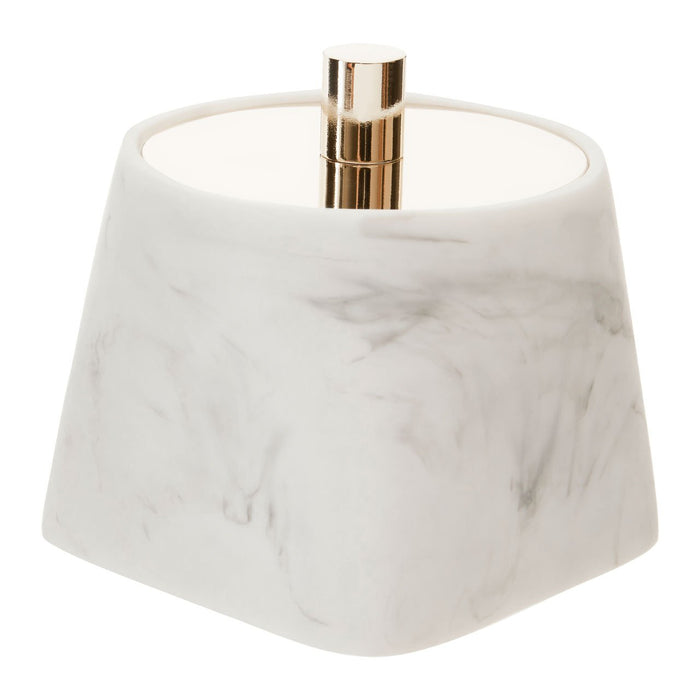 White Marble Cotton Jar With Gold Lid