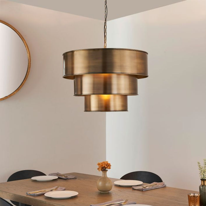 Brass three tier pendant light