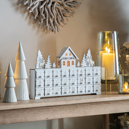 Wooden Advent Calendar House with LED Light