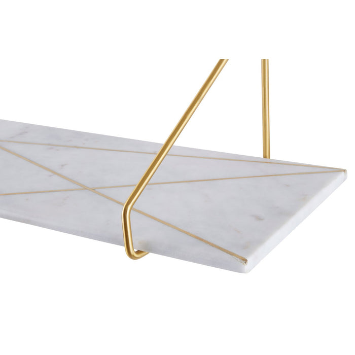 Mkono White Marble Shelf With Brass Inlays