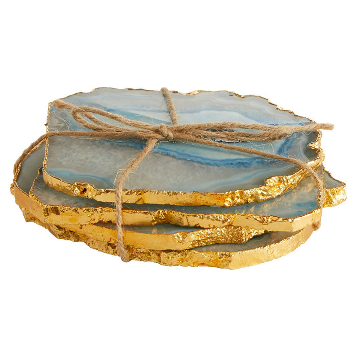 Blue and Gold agate coasters