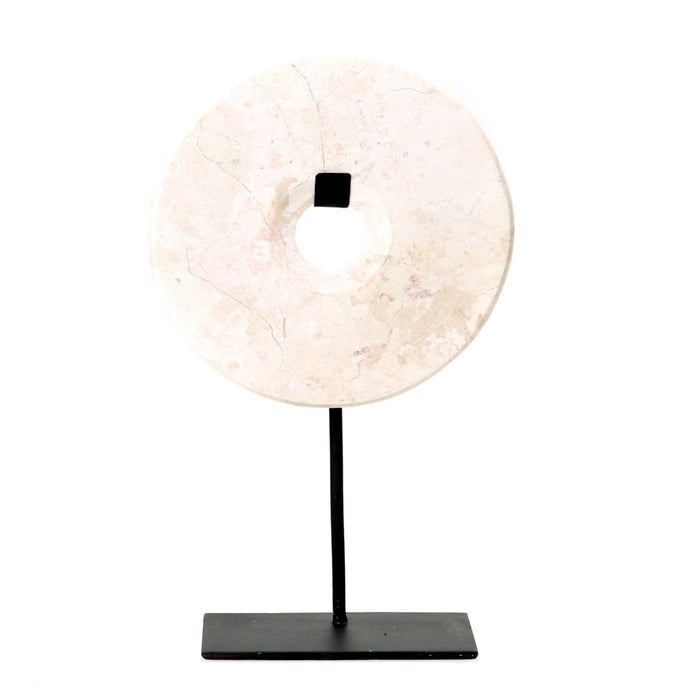 White Marble Disc on Stand - Large