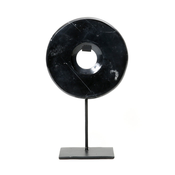 Black Marble Disc on Stand - Medium