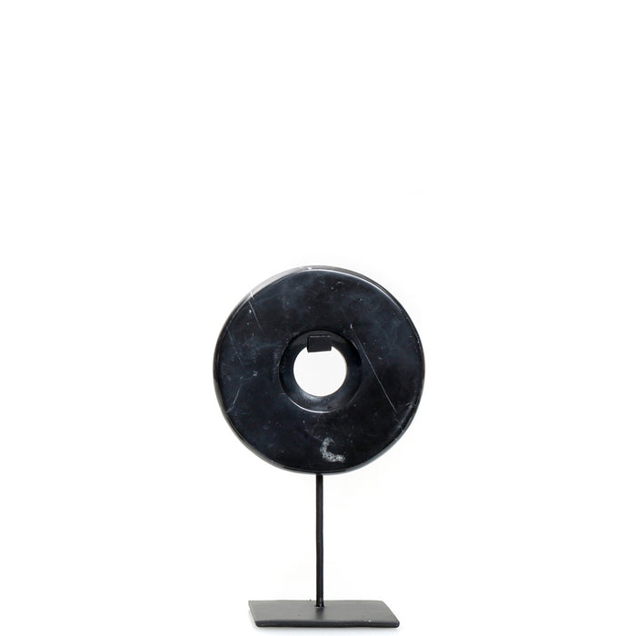 MARBLE DISC ON STAND IN BLACK
