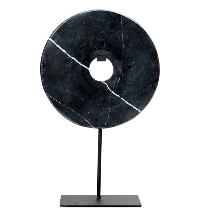 Black Marble Disc on Stand - Small