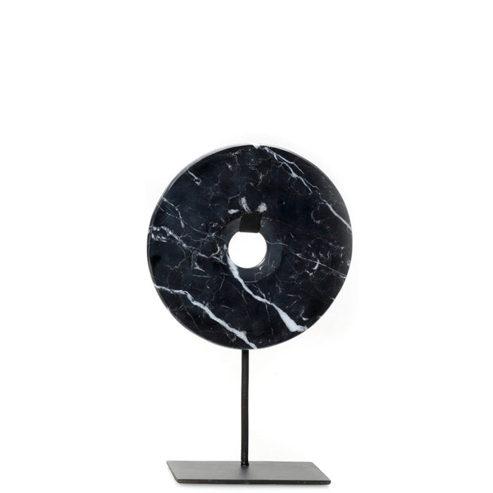 Black Marble Disc on Stand - Large