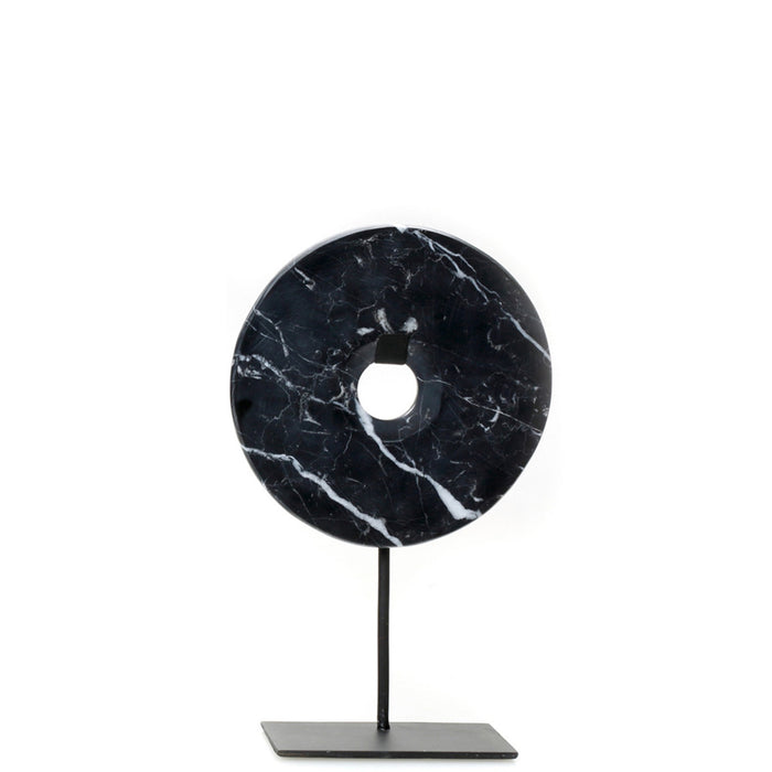 Black Marble Disc on Stand - Small